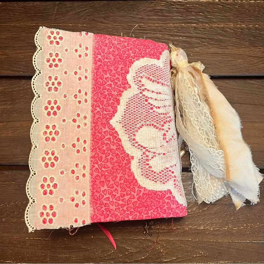 Valentine’s Junk Journal Pink Feminine Boho Grungy Lace Heart To My Valentine - Picture 8 of 16